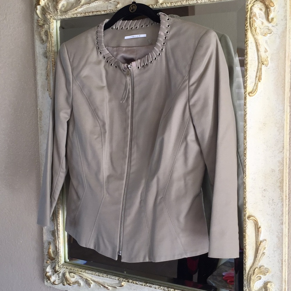 Tahari jacket. 3/4 sleeve. Beige. Size 4.